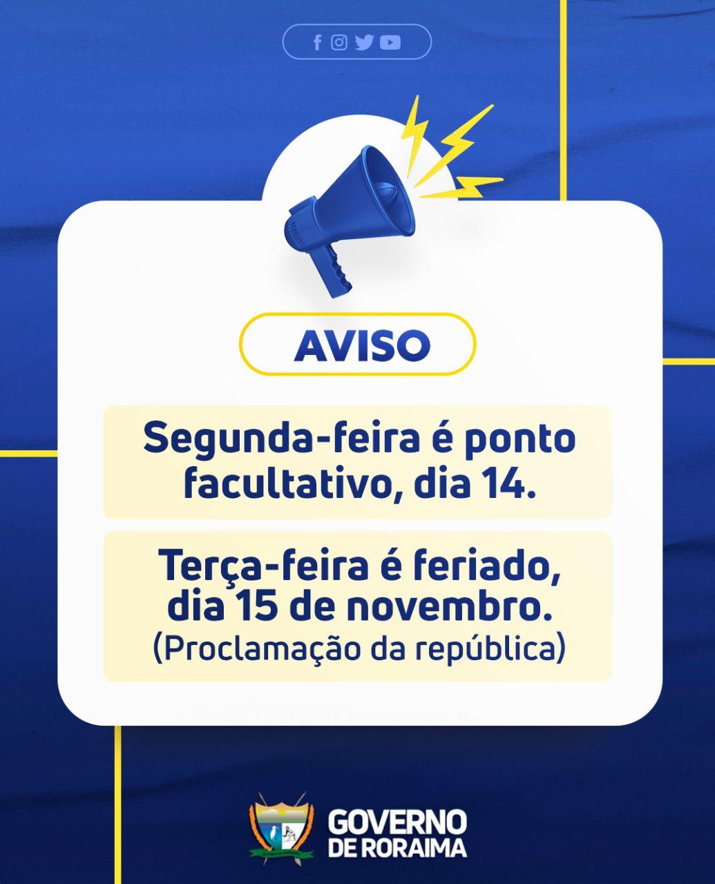 Proclamação da República: Roraima mantém serviços essenciais no feriado prolongado