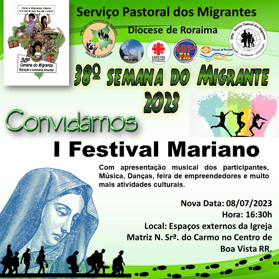 A Pastoral dos Migrantes apresenta os talentosos participantes do I Festival Mariano! e convida a população a disfrutar da feirinha