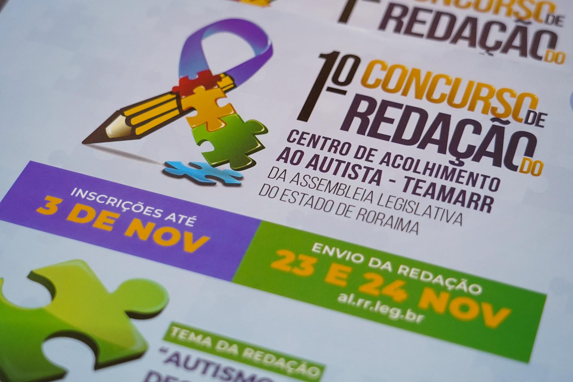 Inscrições para 1º concurso de redação do Teamarr da ALE-RR podem ser feitas até sexta-feira