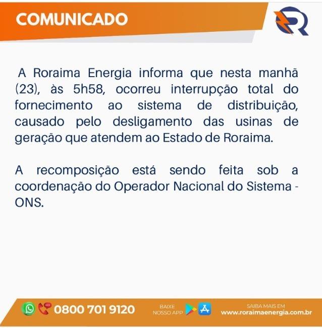 Comunicado de Roraima Energia